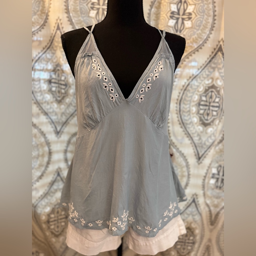 Poof! Light Blue Embroidered Women's Top